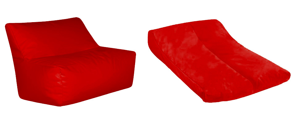A couple of larger bean bags in red