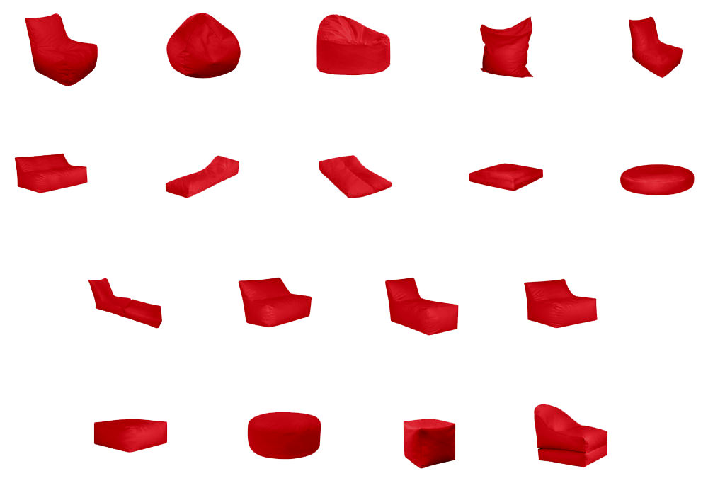 The range of bean bags in red