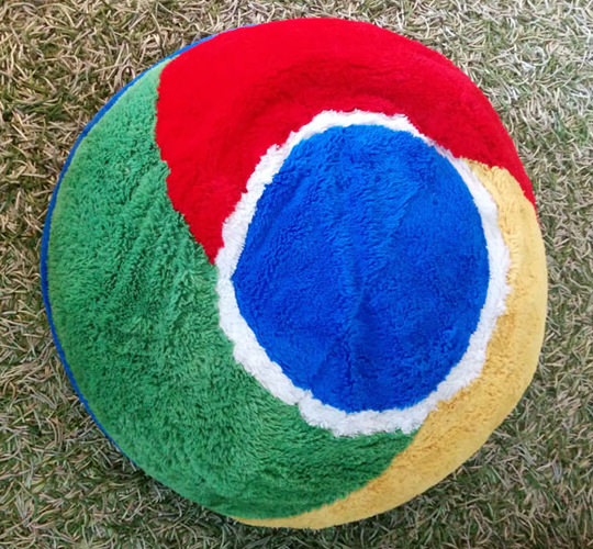 Google's chrome logo crafted into a bean bag
