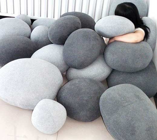 Bean Bags that look like rocks make a great feature for any room