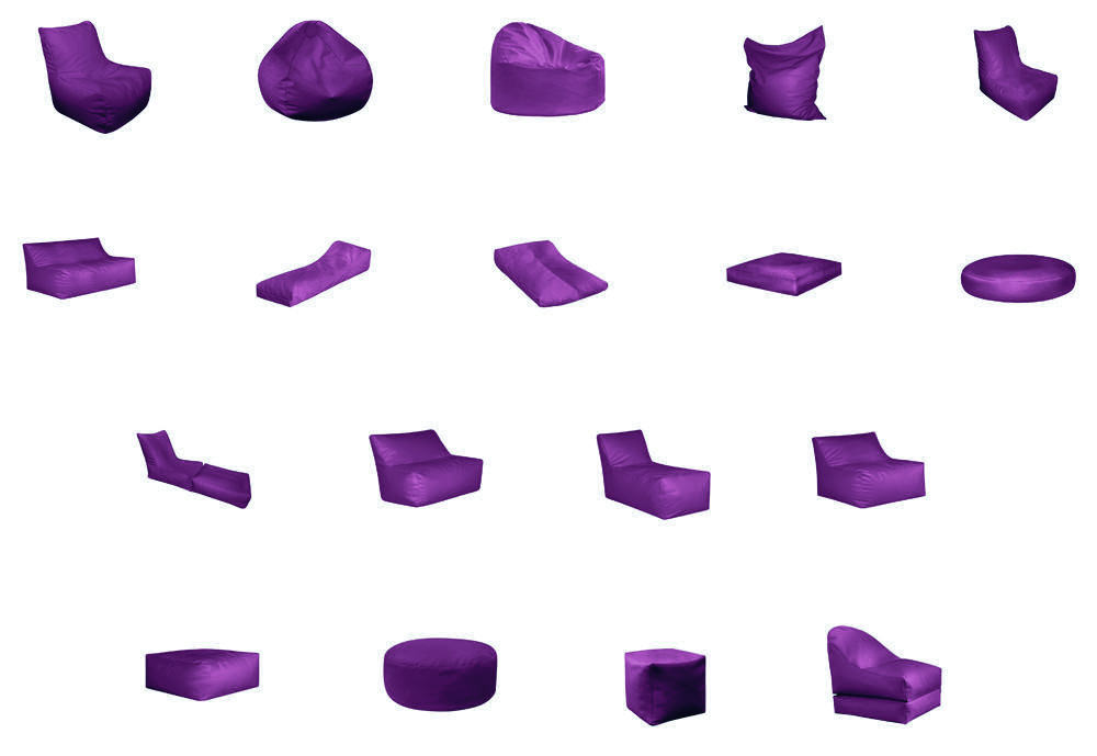 The entire range of purple bean bags