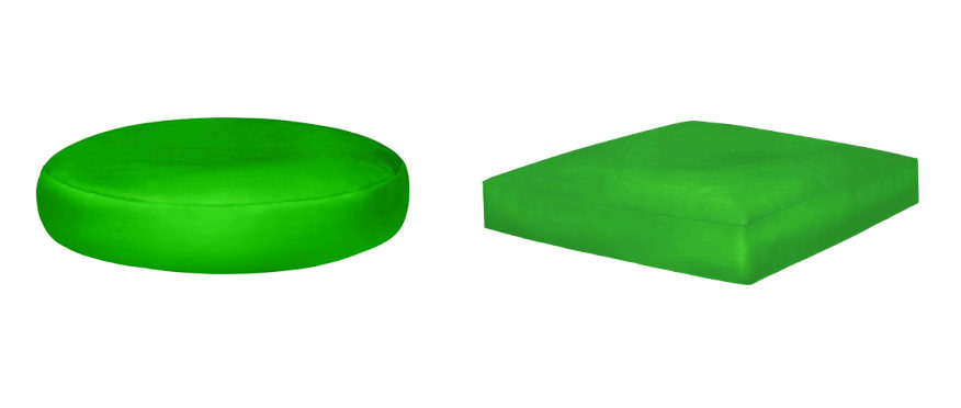 Green dog bean bags - in both square and round shapes
