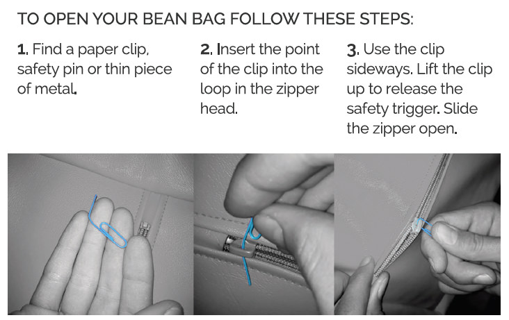 instructions to fill a bean bag
